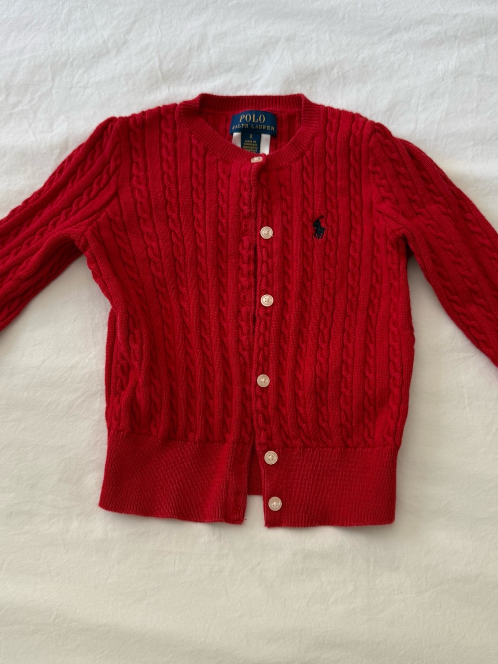 Polo by Ralph Lauren Kids Bright Red Cable Knit Cardigan
